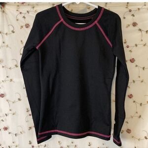 Girl's All In Motion Long Sleeve Black Thermal Top - XL (14)